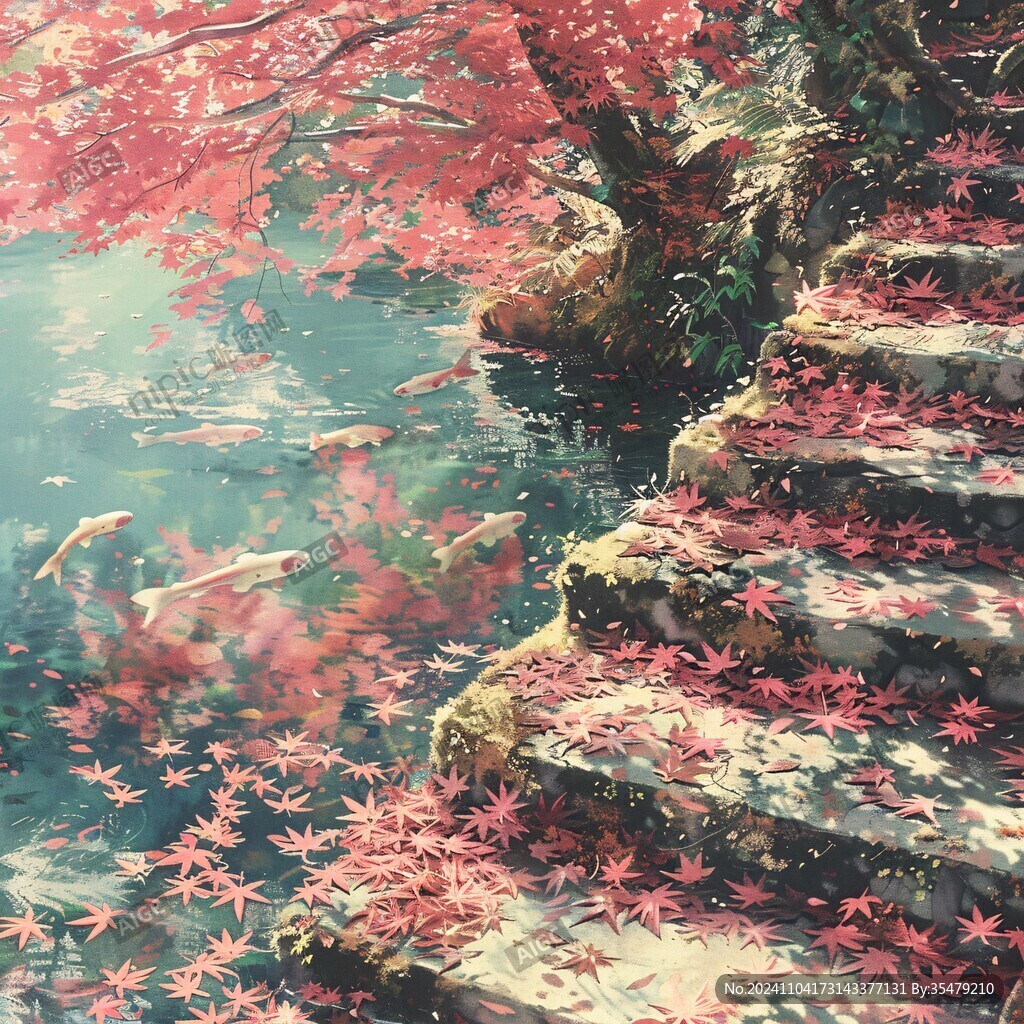 紅葉古風插畫