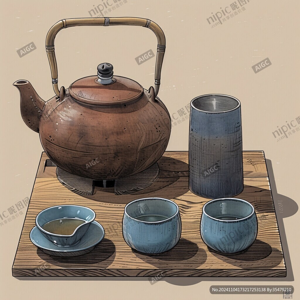 紫銅茶壺插畫