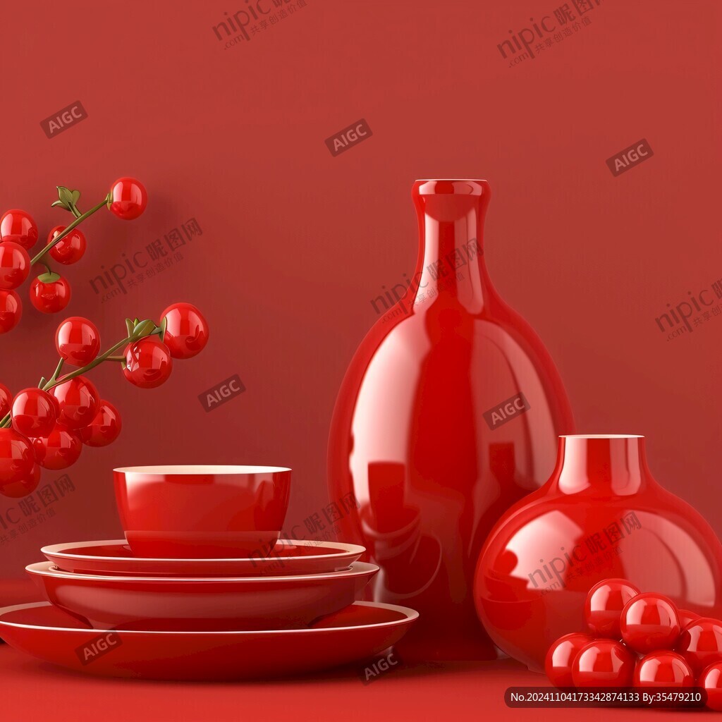 紅色美食場景