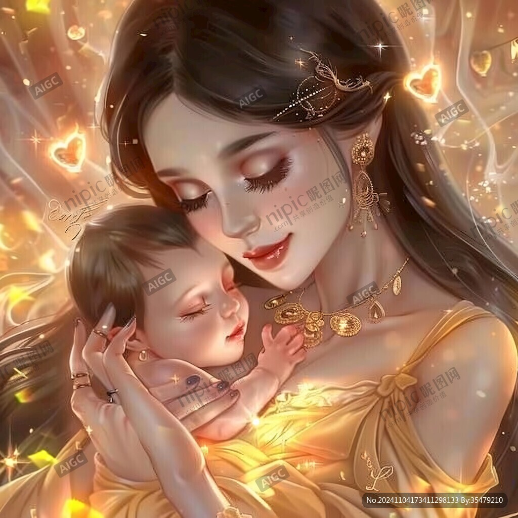 母子插畫海報