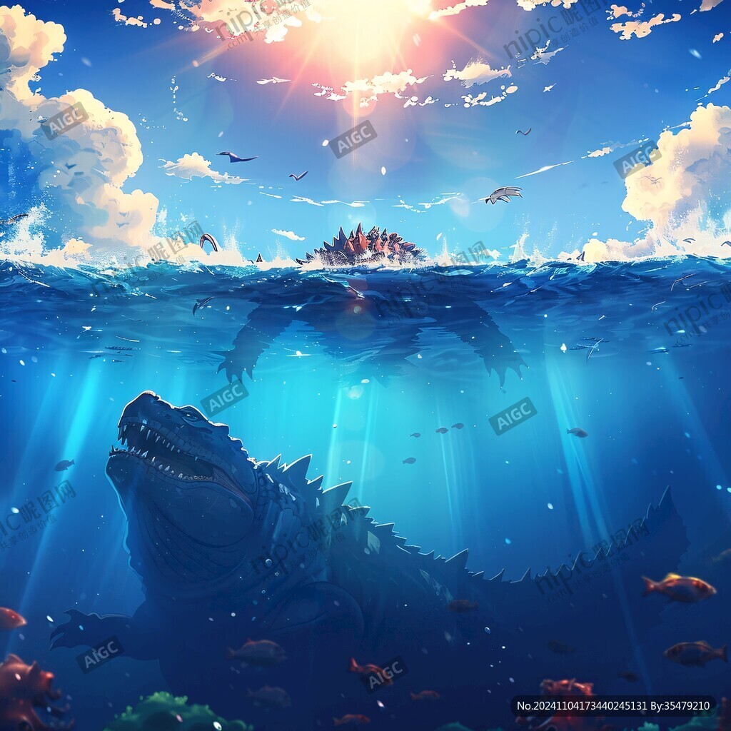 巨齒鯊插畫