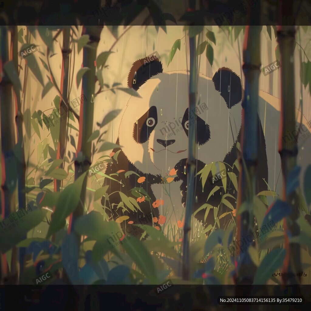 竹子熊貓ip形象插畫