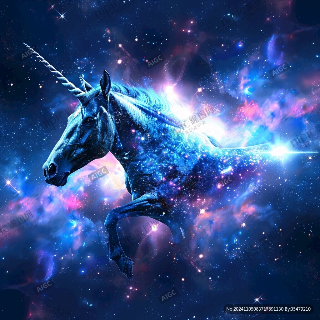 奔跑的駿馬星空背景