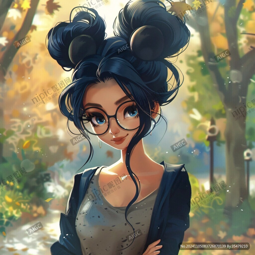 丸子頭插畫頭像