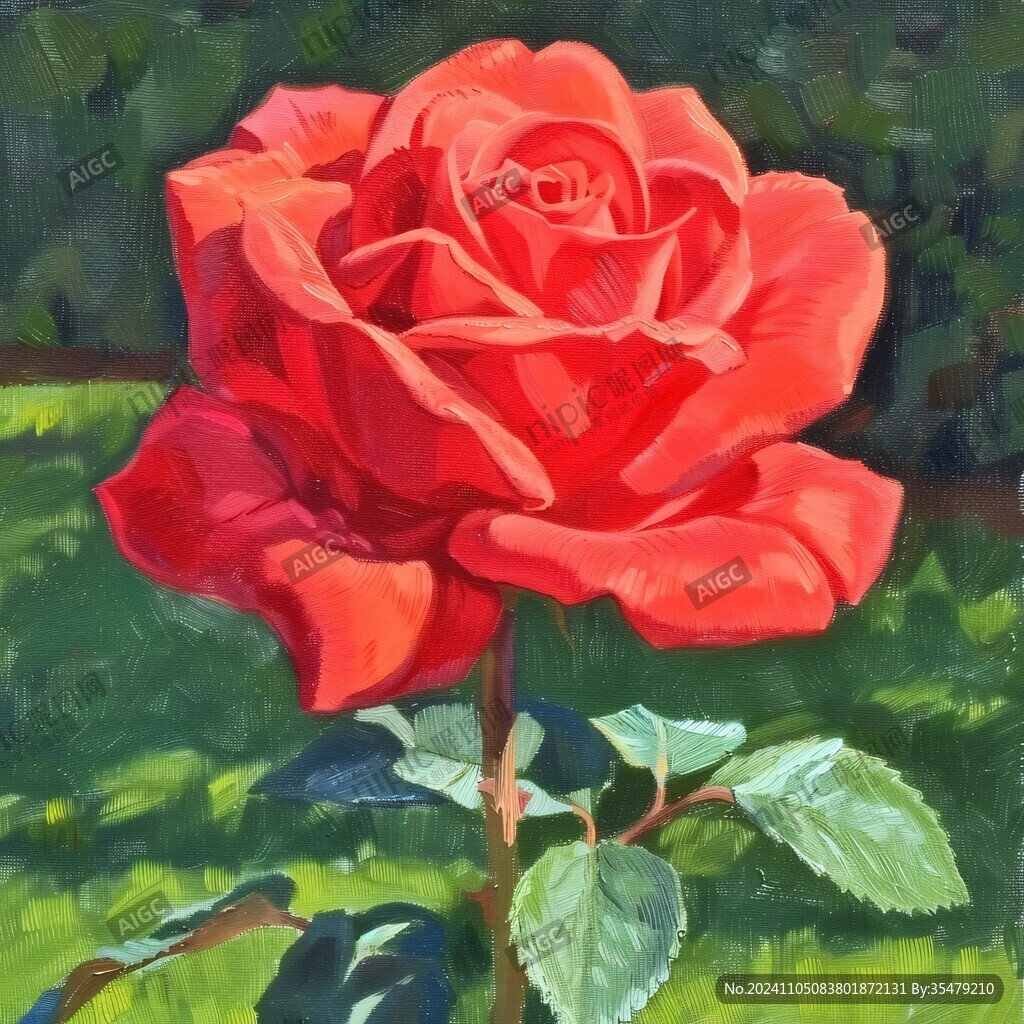 紅玫瑰油畫