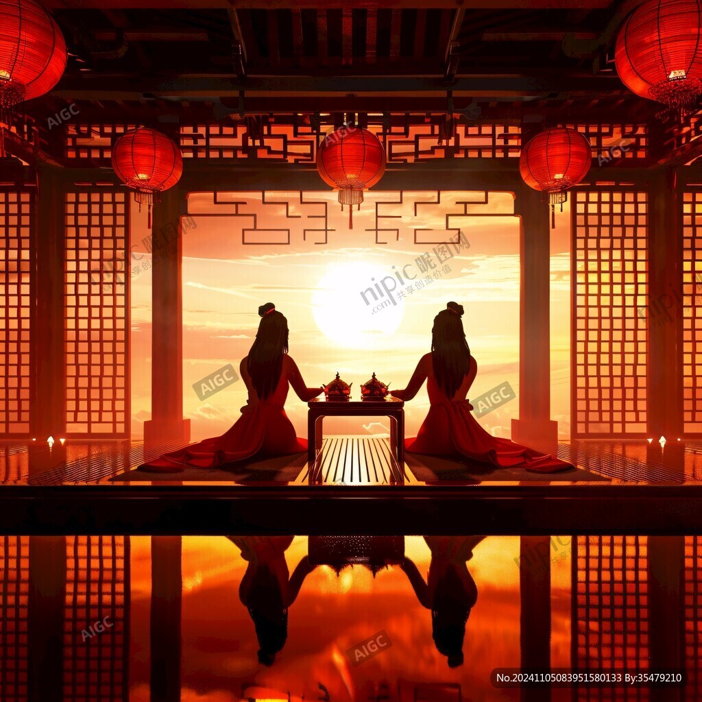 插畫酒類雅宴背景