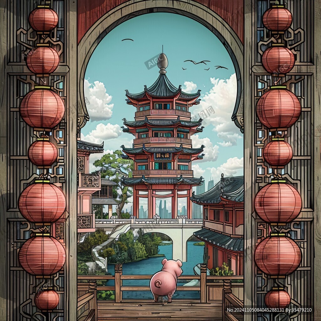 廣濟(jì)門地標(biāo)插畫(huà)