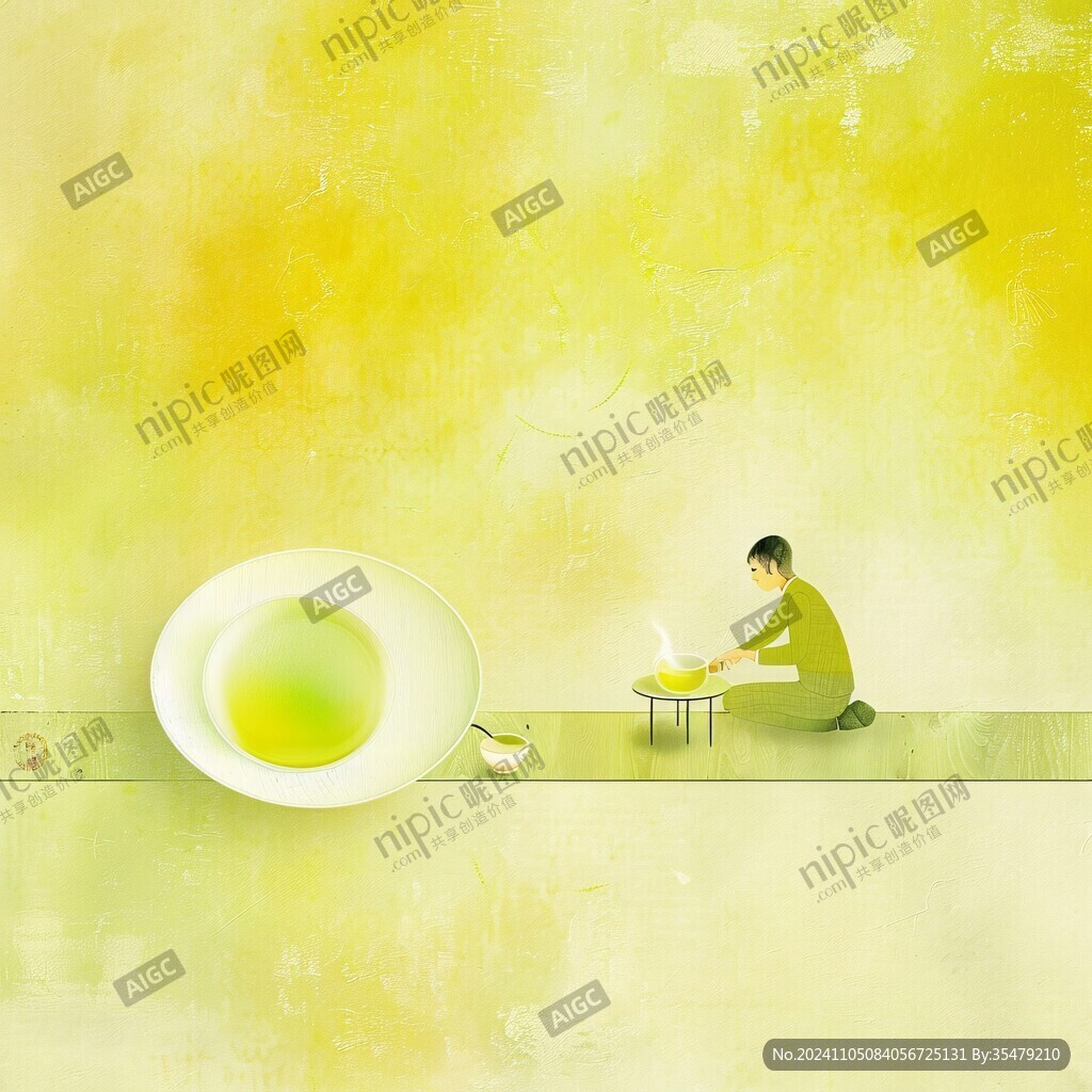 禪茶插畫