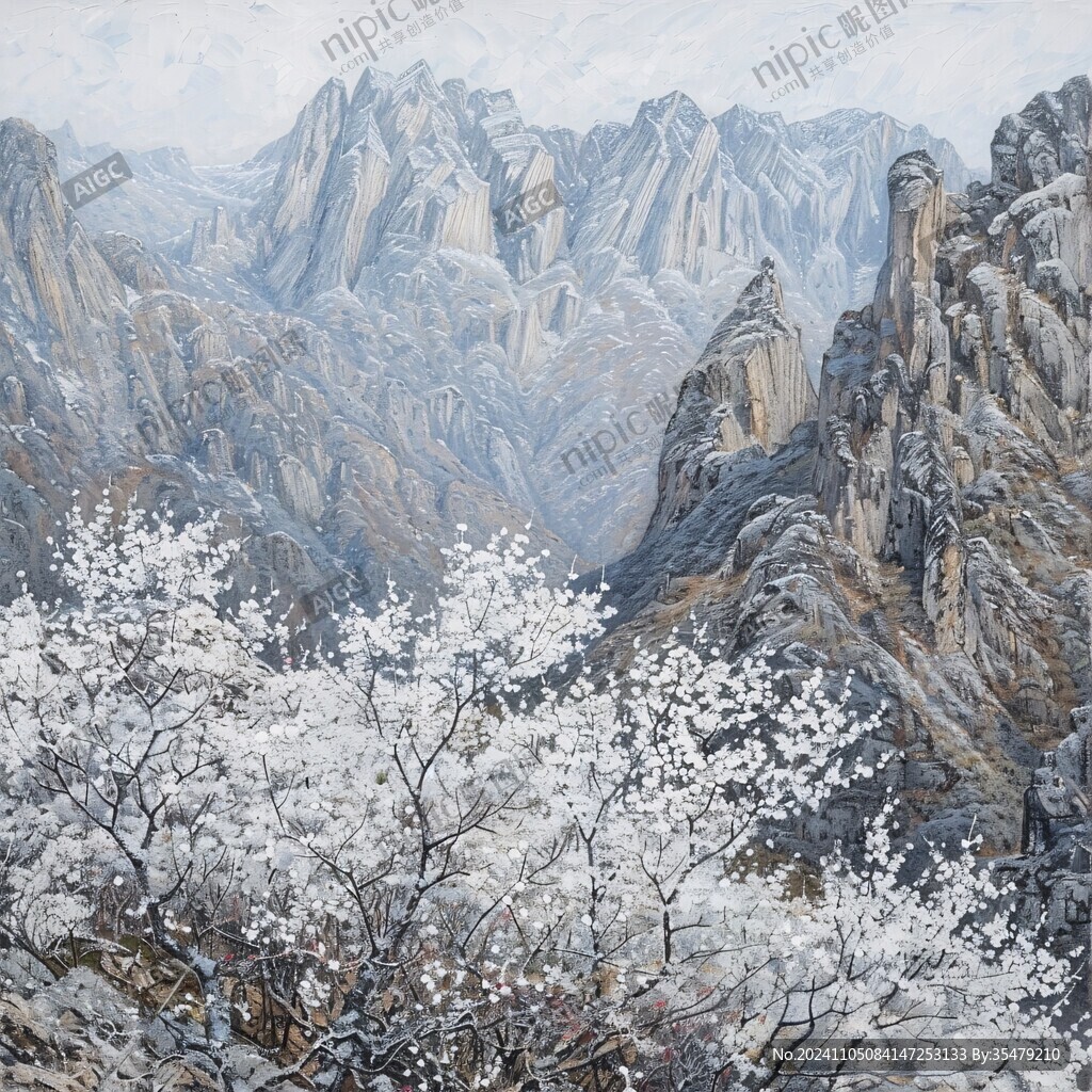 伏牛山主峰油畫