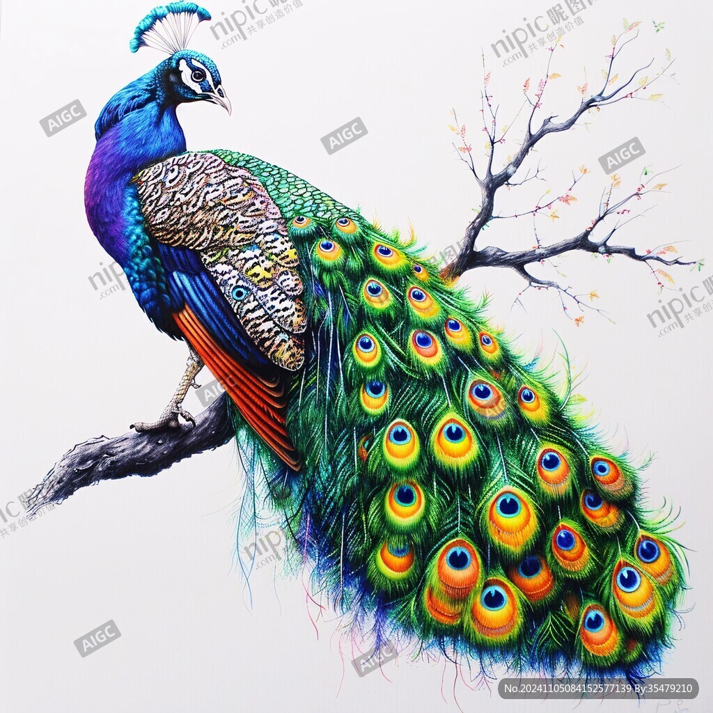鼠繪孔雀圖