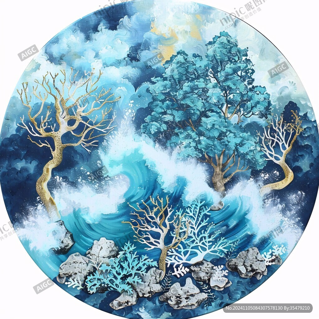 圓形迎客松裝飾畫