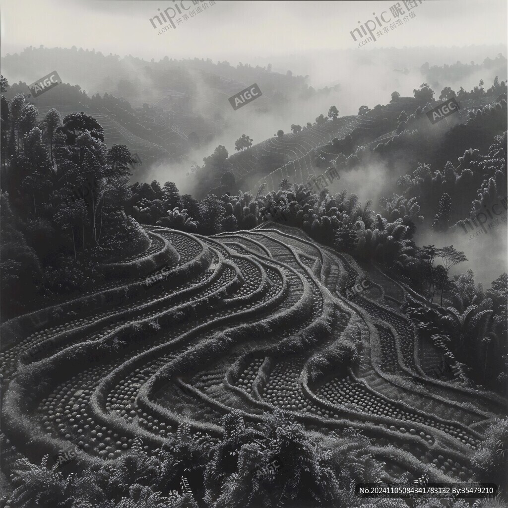 梯田水墨