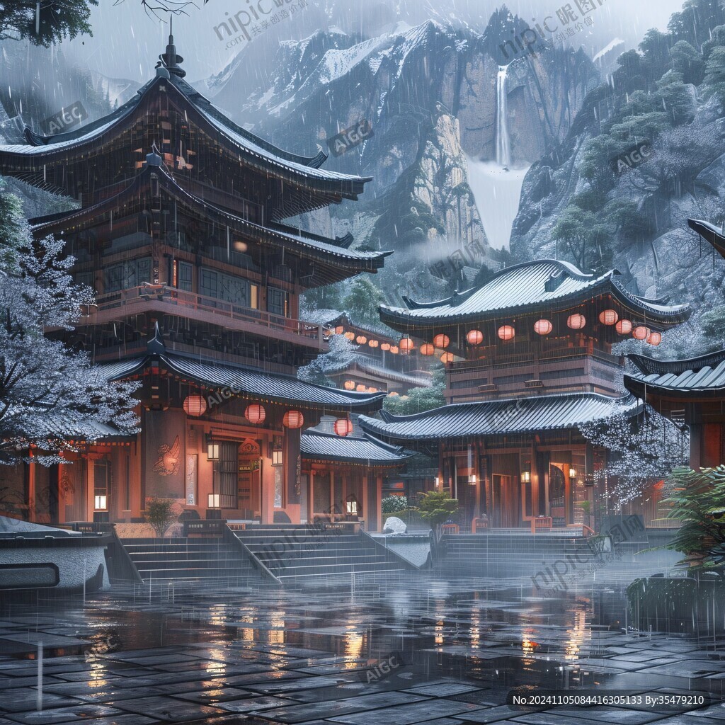 山水樓閣雅致意境風(fēng)