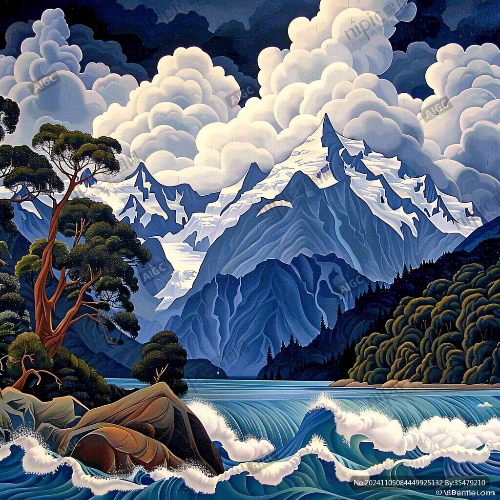 插畫山水風(fēng)景