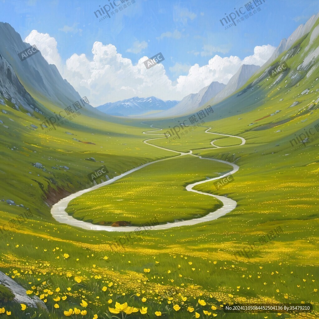 草甸里面蜿蜒的路