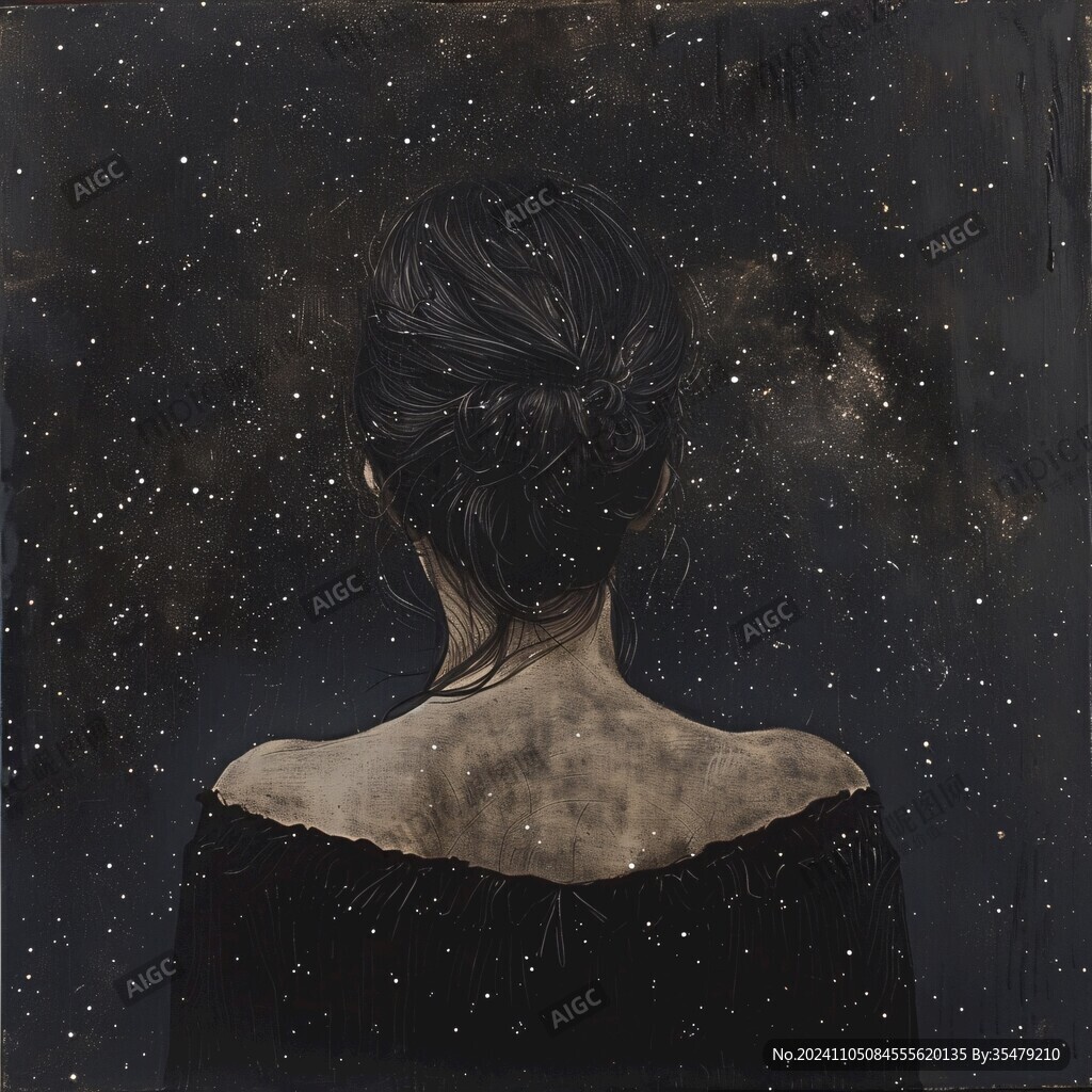 星辰大海女孩背影