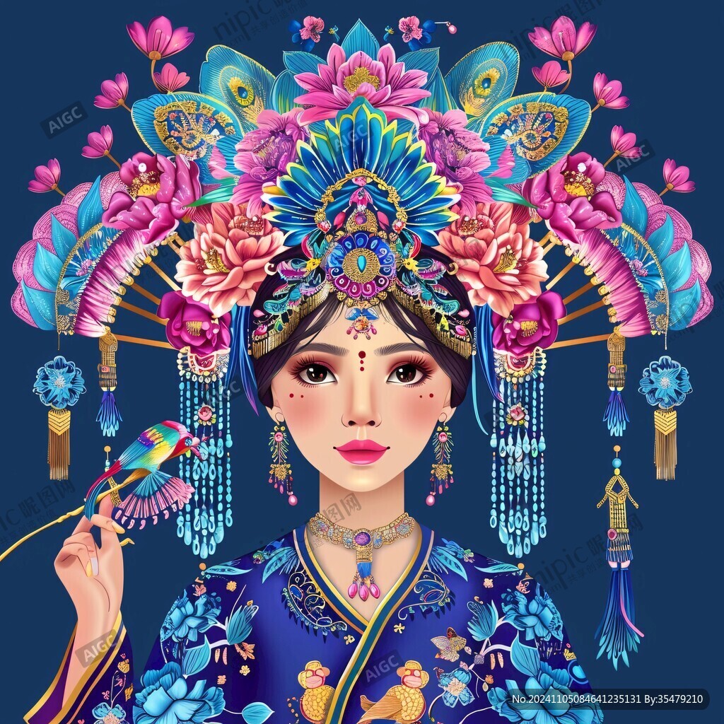 苗族美女插畫
