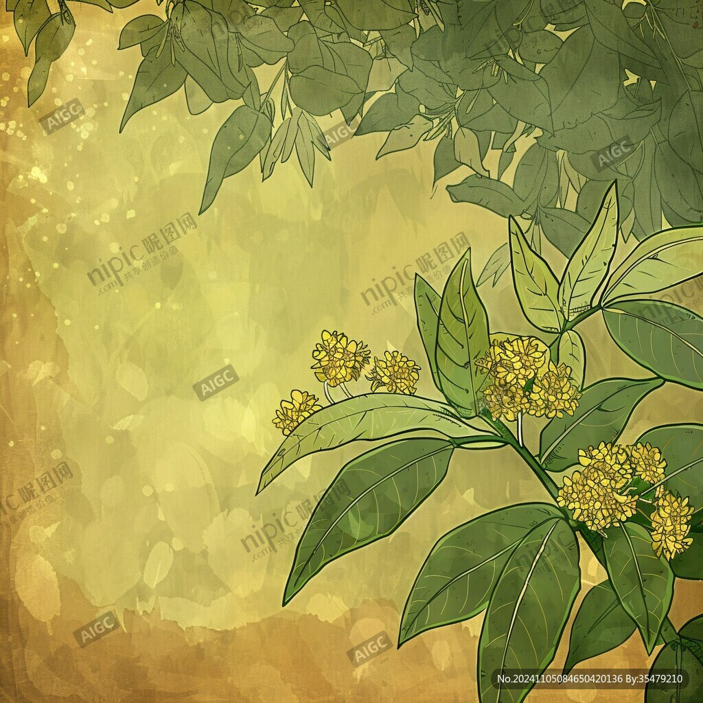 桂花樹枝葉背景素材