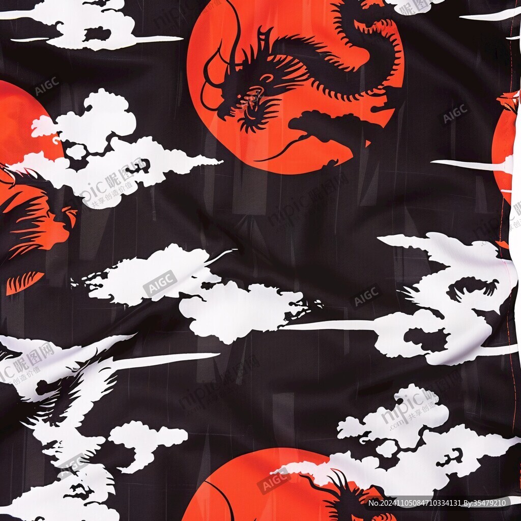 龍國潮印花圖案