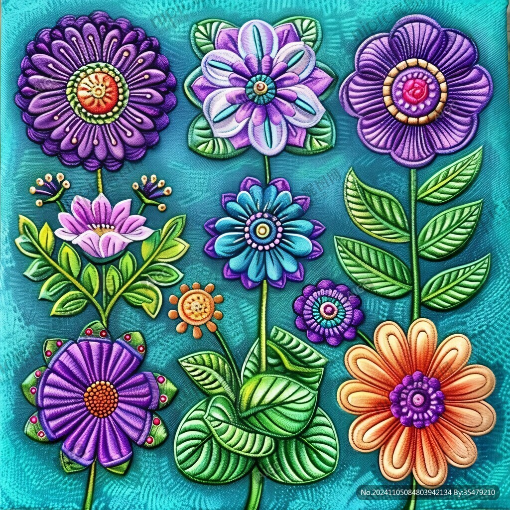 3d浮雕繽紛花卉
