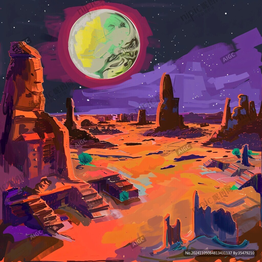 外星球幻想場景插畫