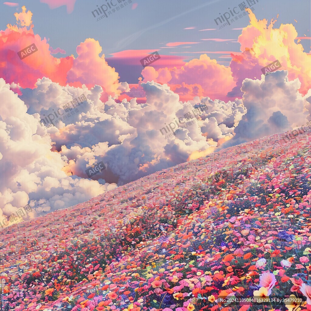 唯美夢幻花田場景