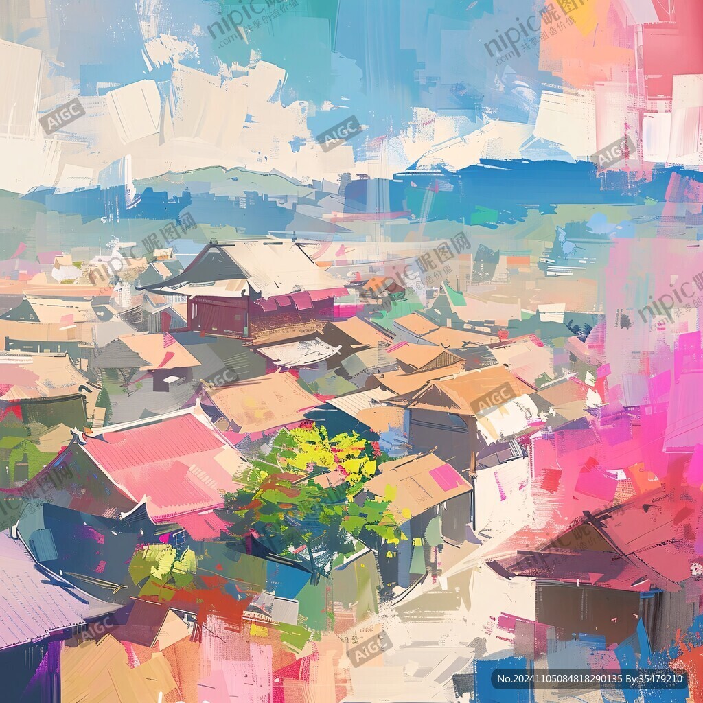 尼泊爾水彩水墨建筑