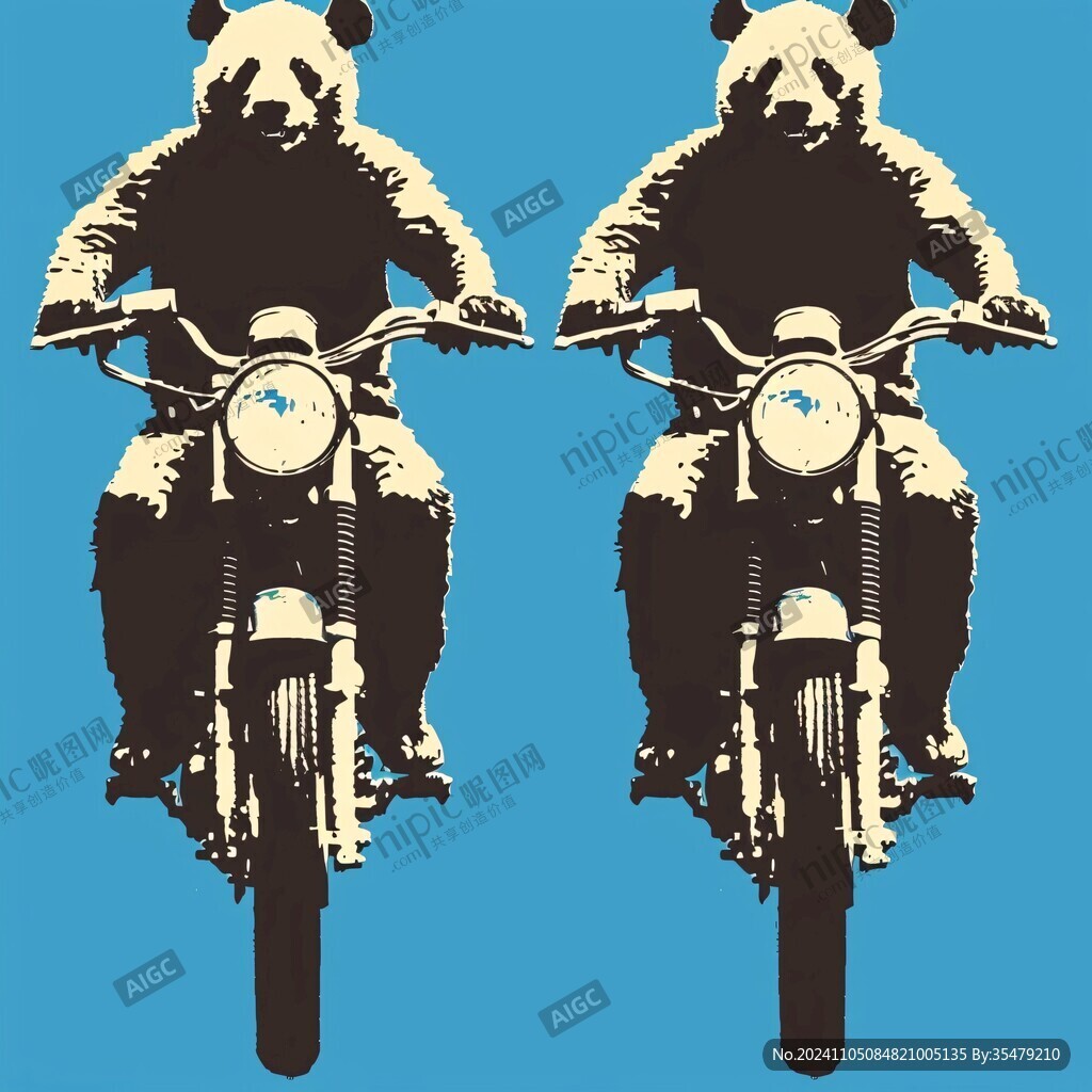 科技熊貓圖案印花