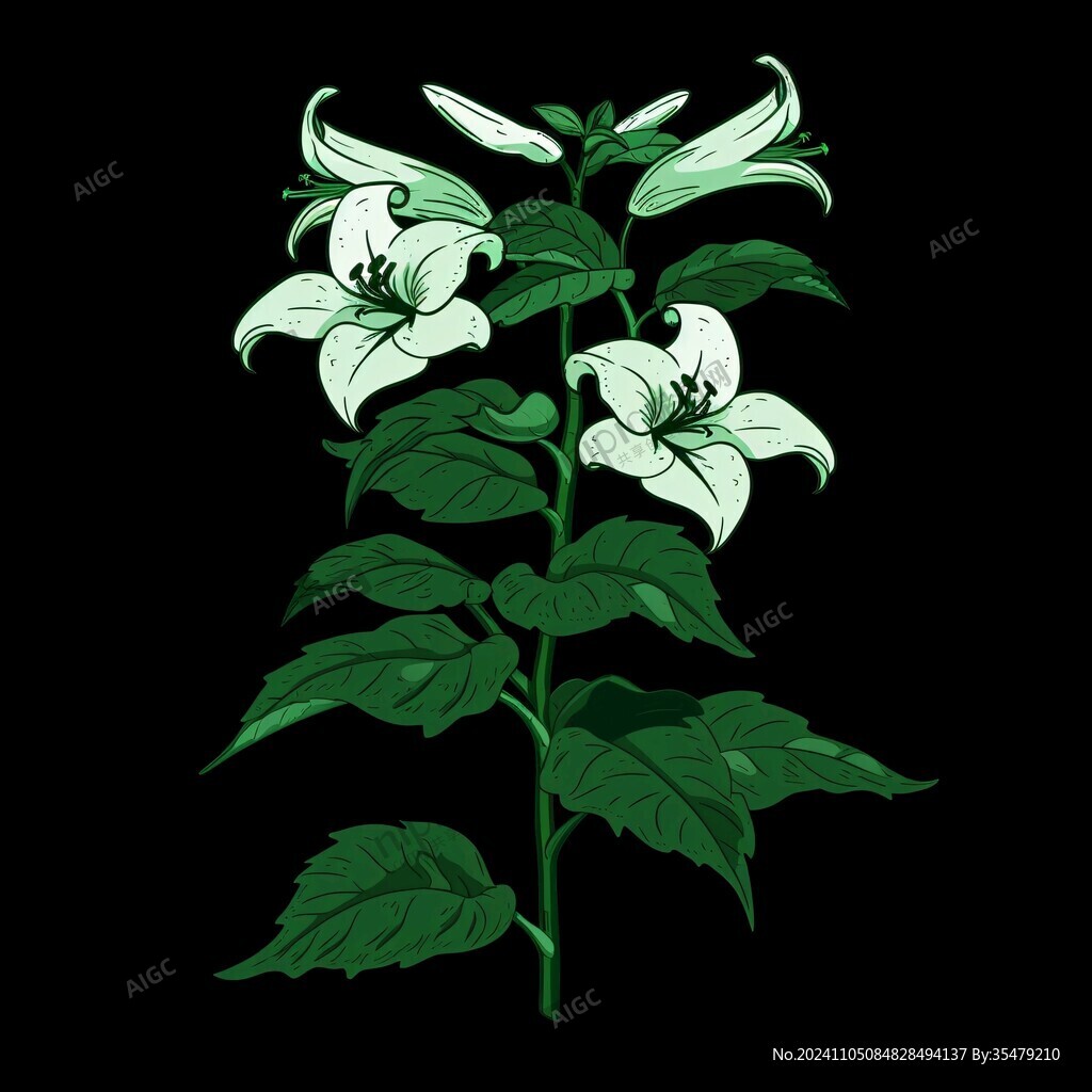 玉簪花插畫
