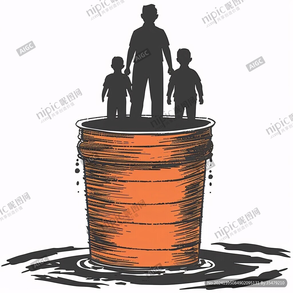 母子共抬一桶水