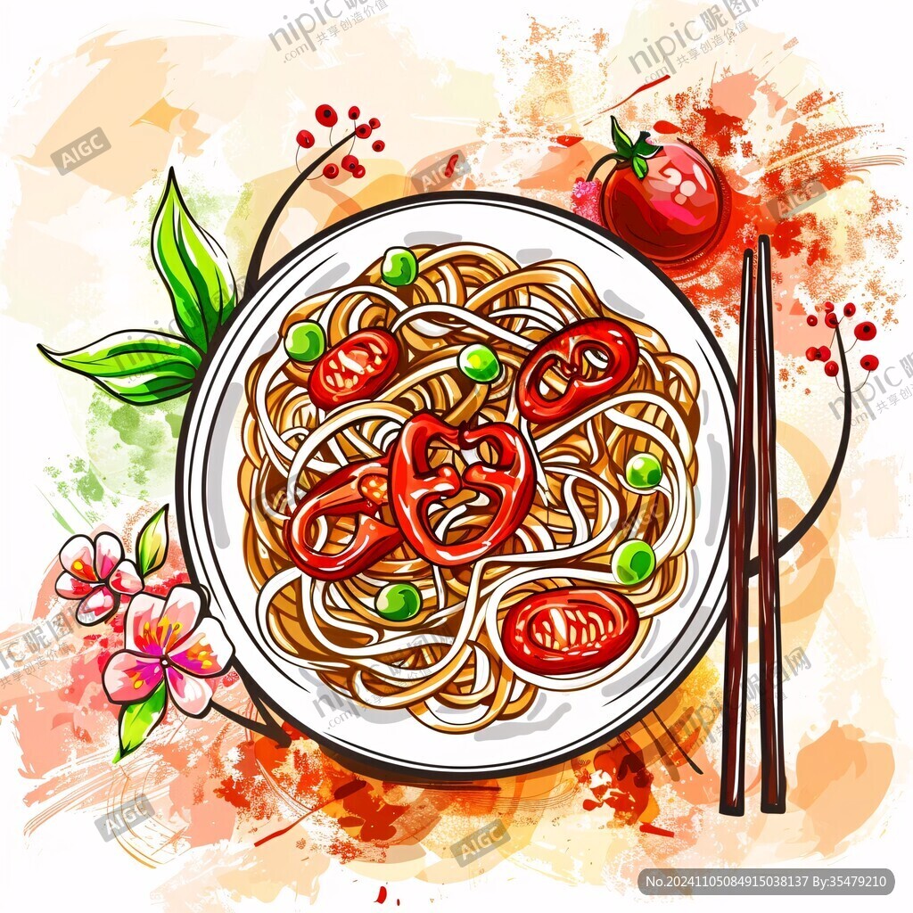 番茄面插畫