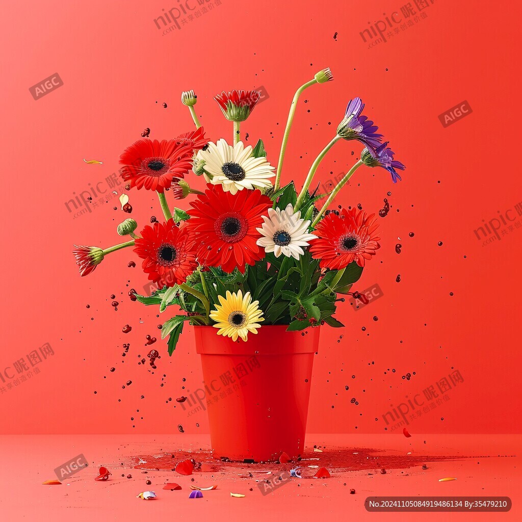 3d紅色花