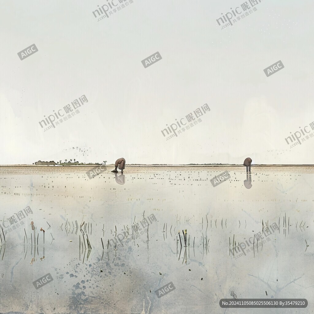 灘涂濕地插畫