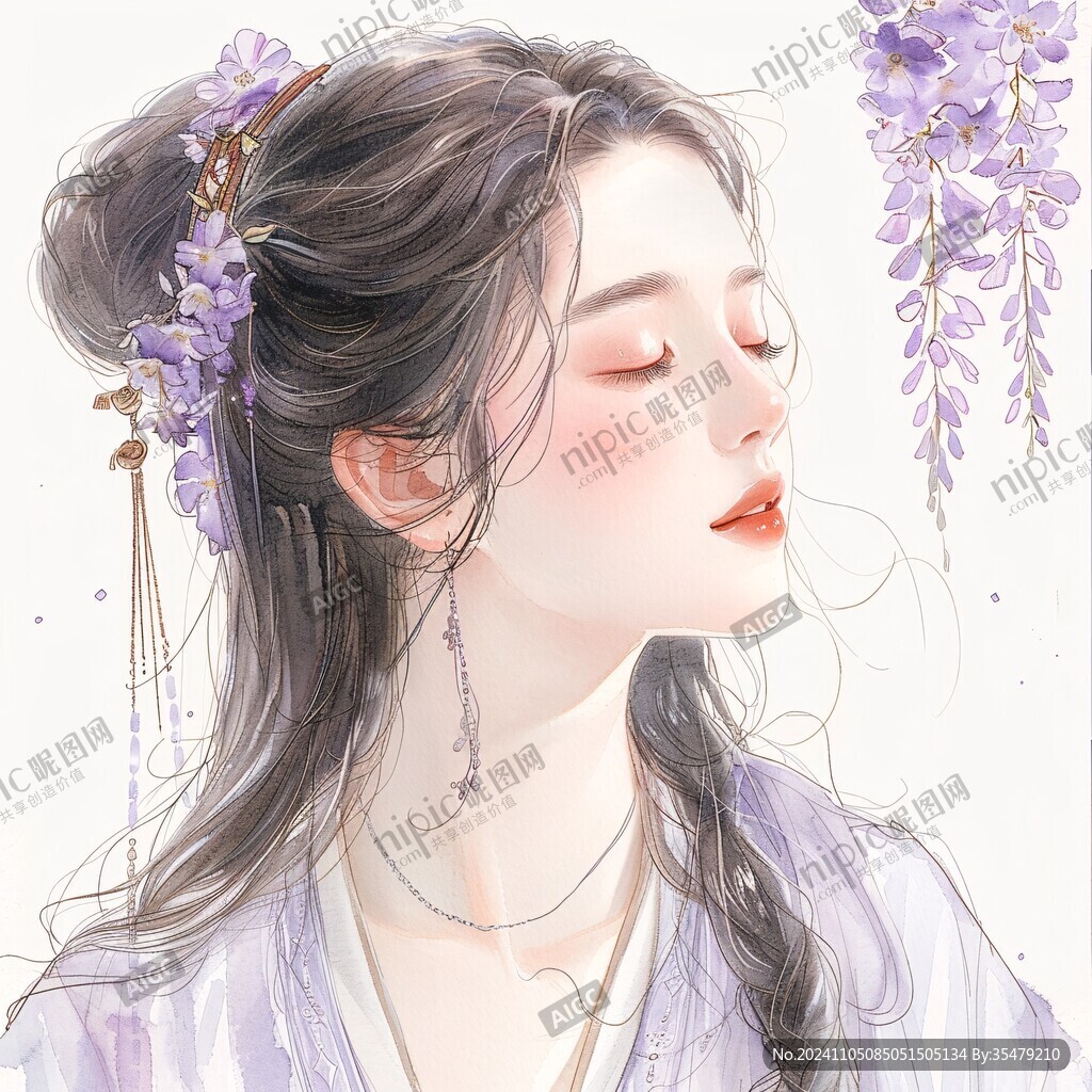 古風(fēng)美女頭像插畫封面