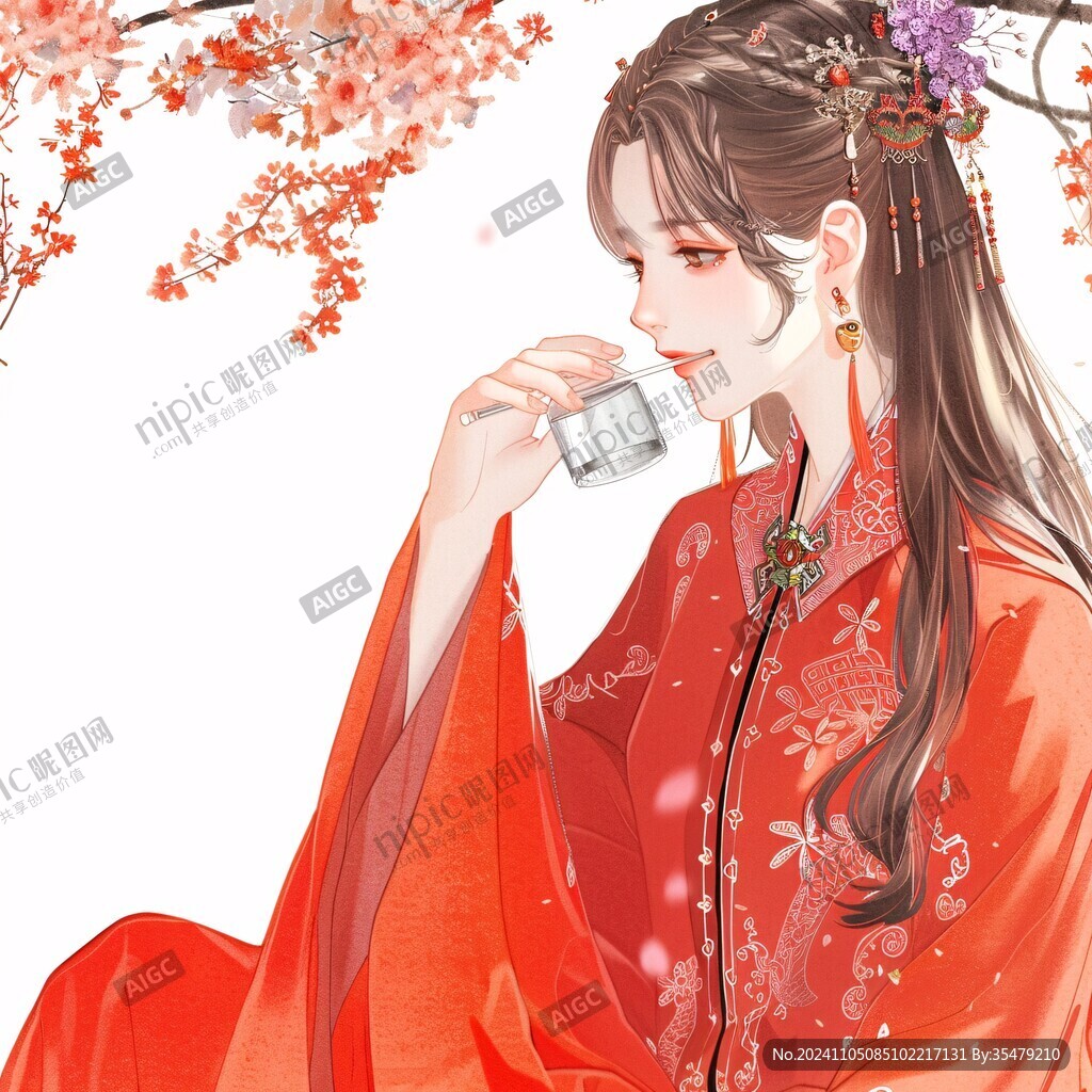 紅衣少女設(shè)計(jì)古風(fēng)