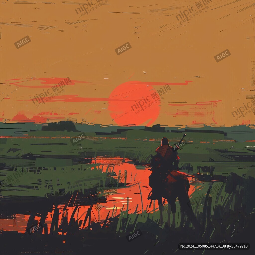 荒野黃昏插畫