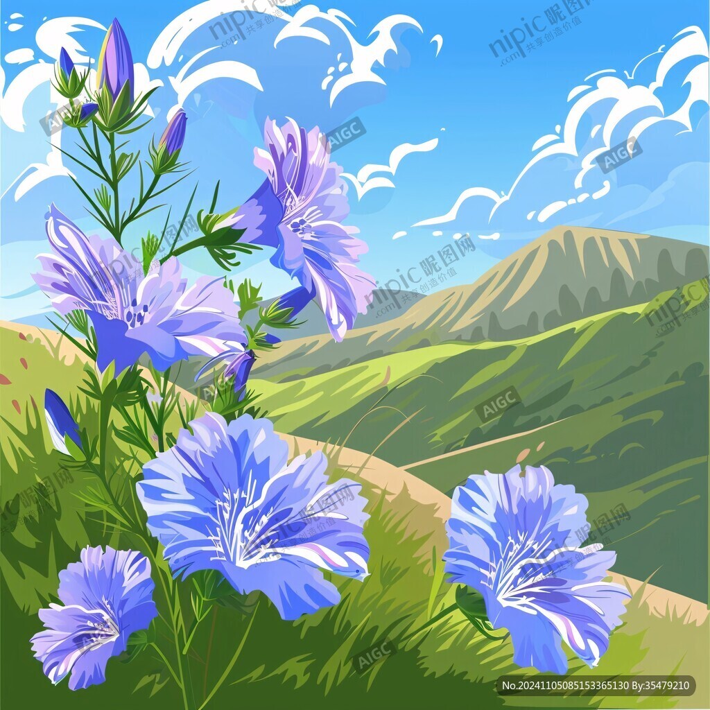 藍花丹插畫