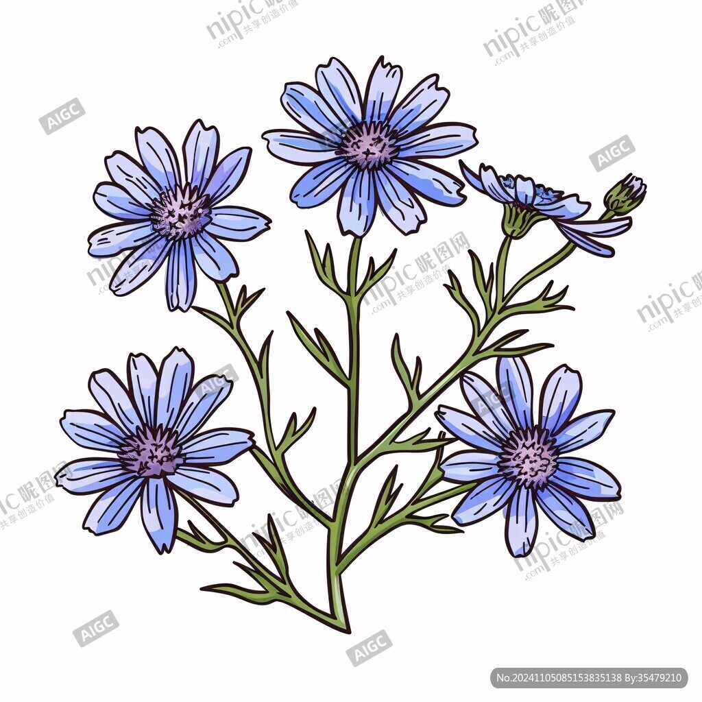 手繪藍花