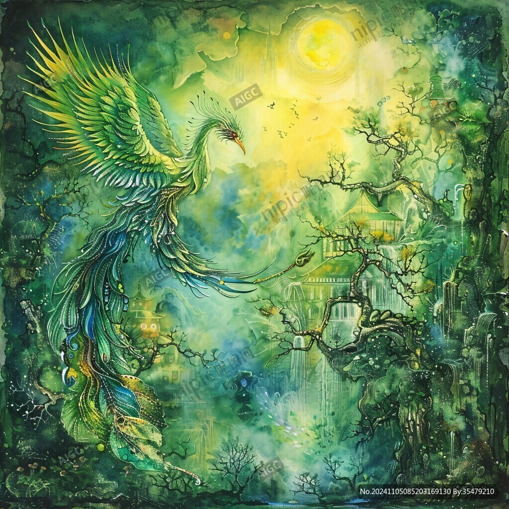 插畫百鳥朝鳳