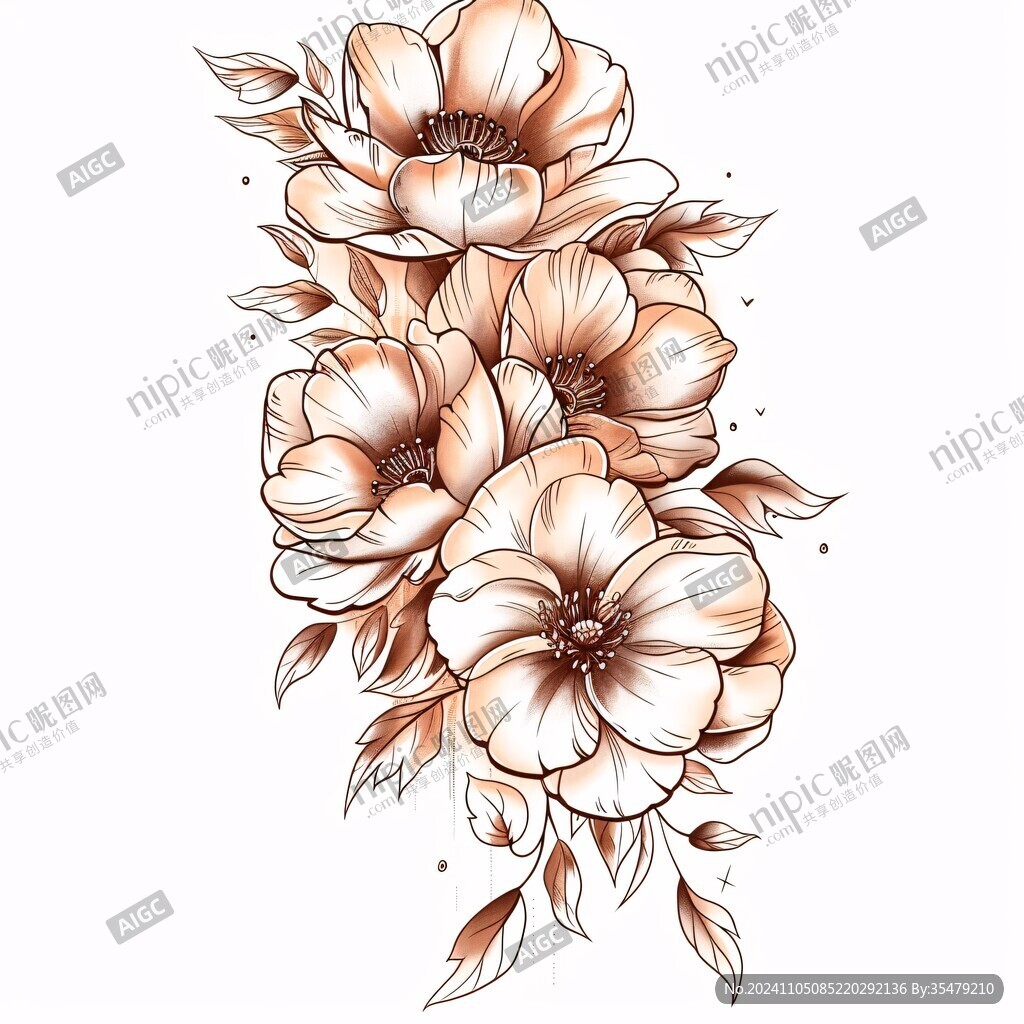 手繪質(zhì)感牡丹花