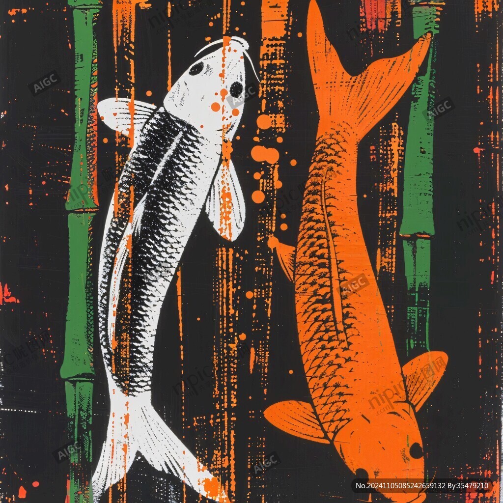 現代鯉魚壁畫