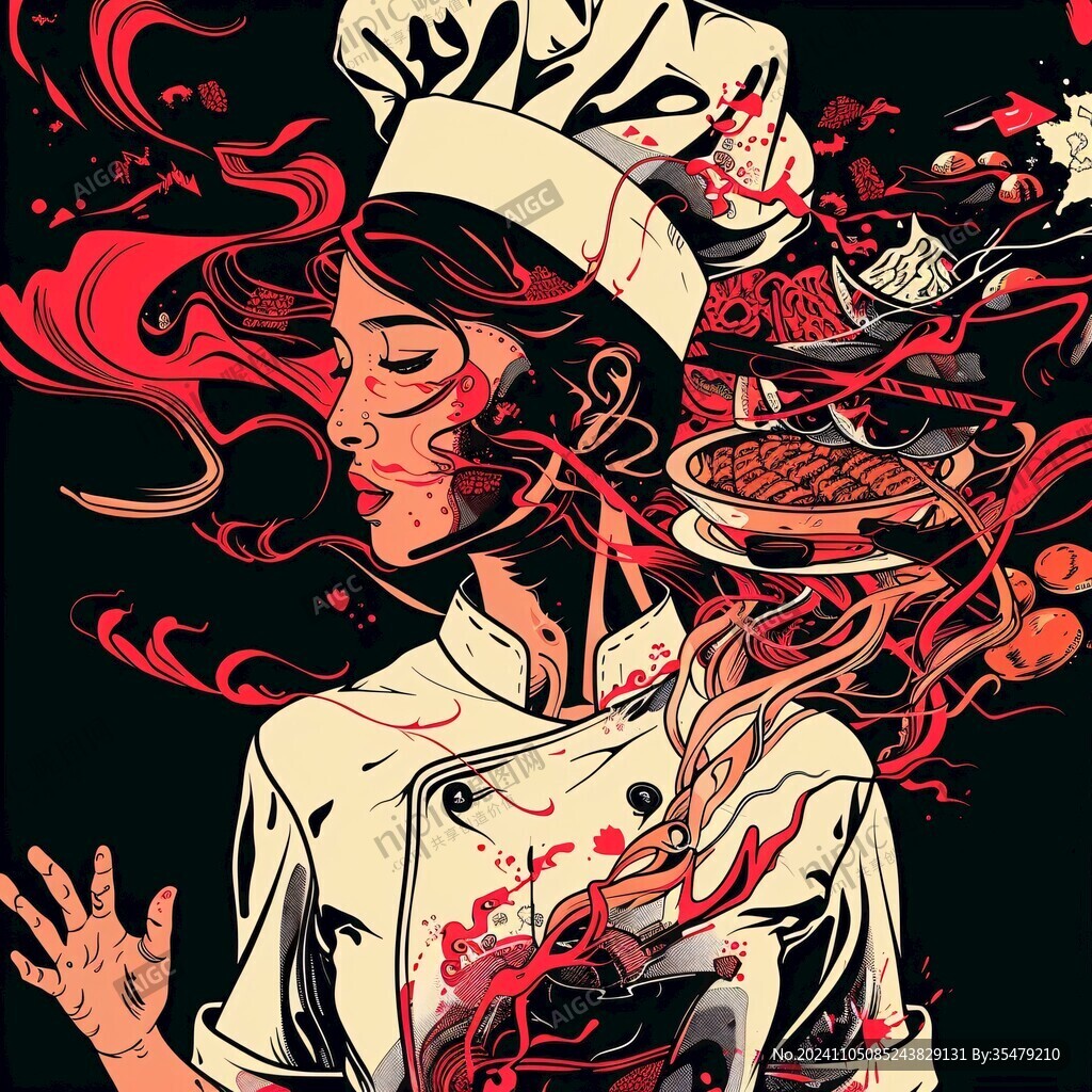 女廚師插畫