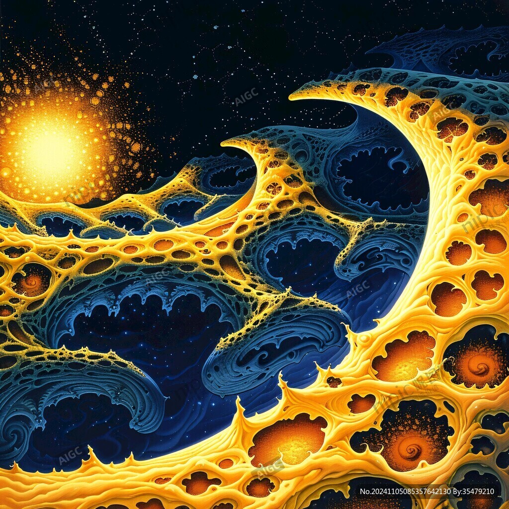 如意云紋藍色海浪