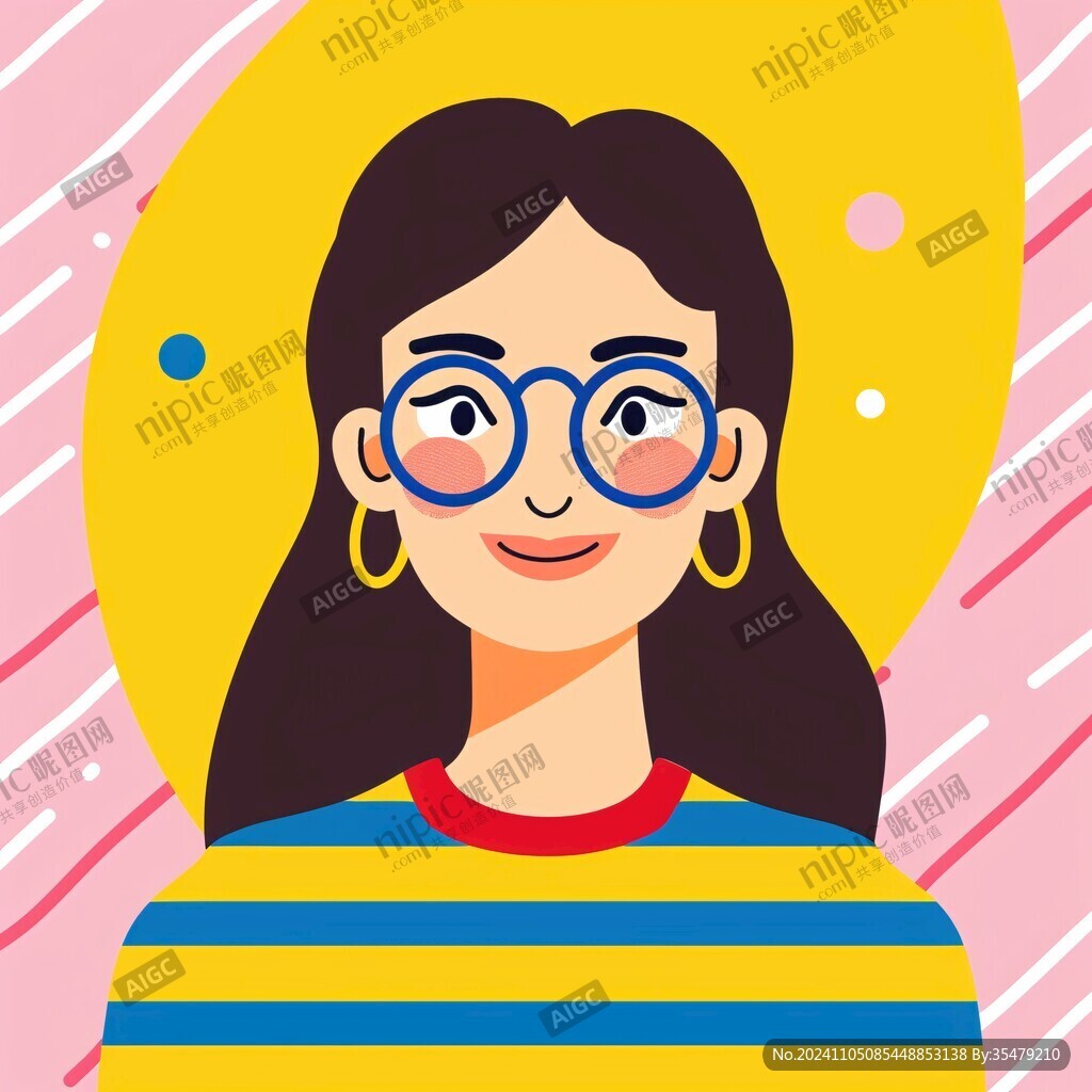 扁平頭像插畫