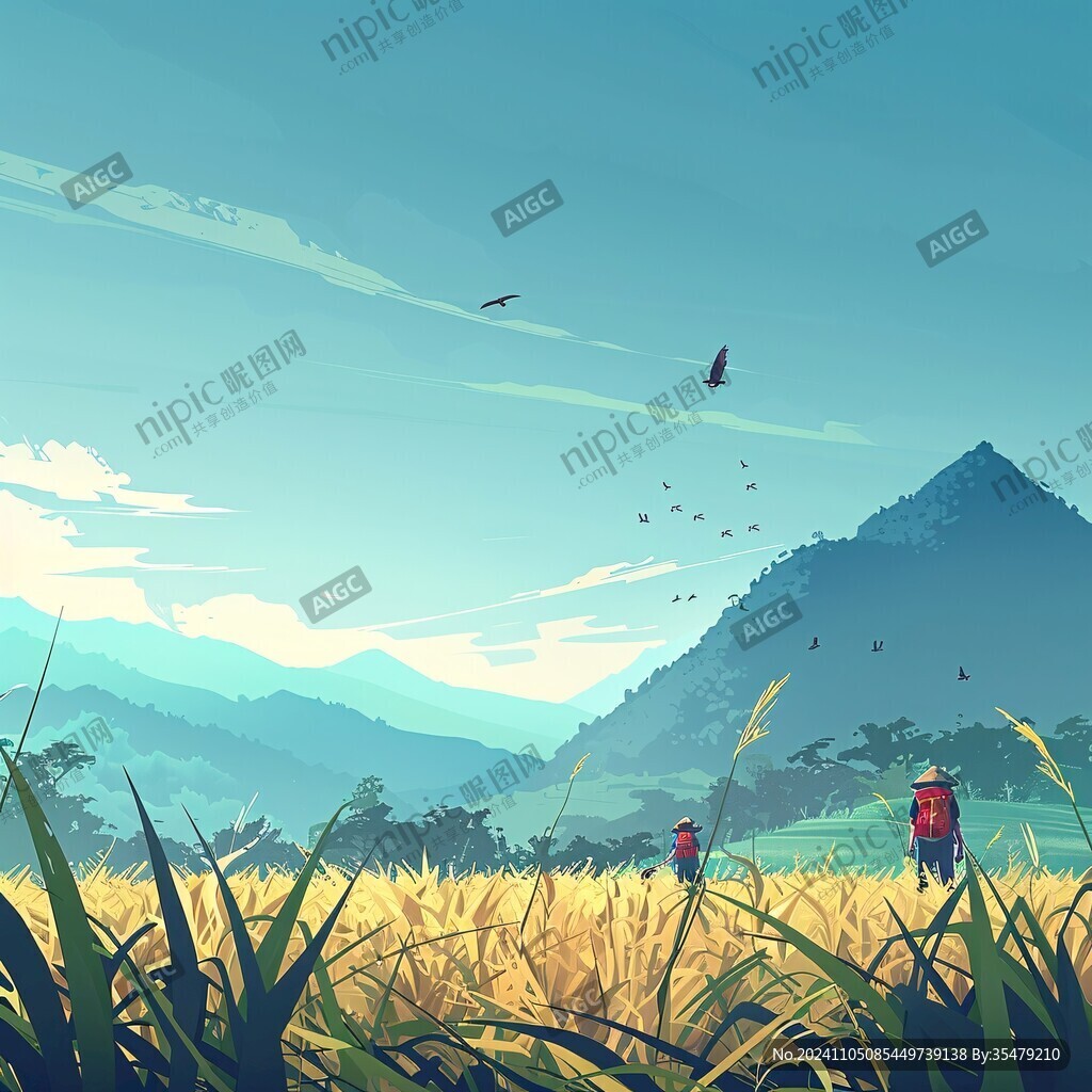 秋天插畫草原