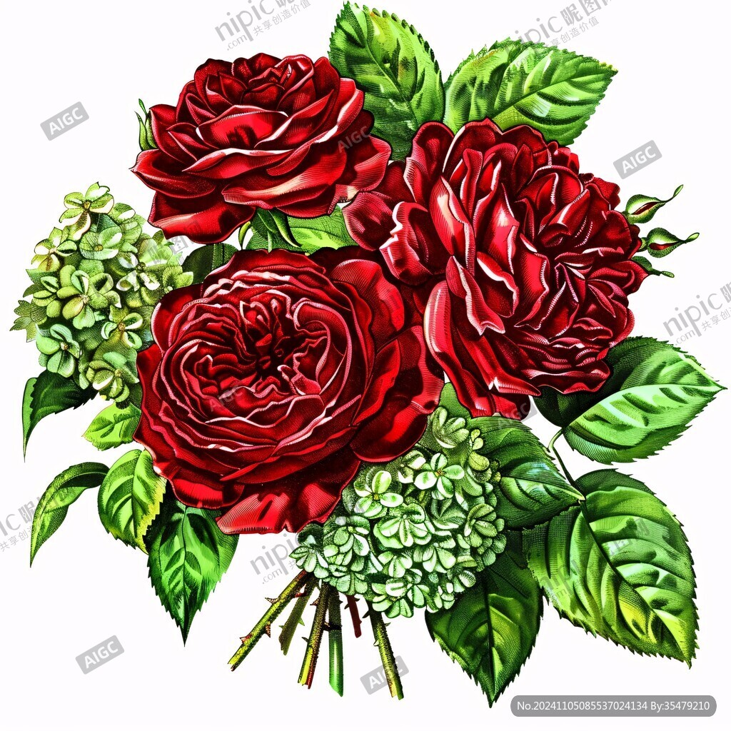 手繪玫瑰花花束