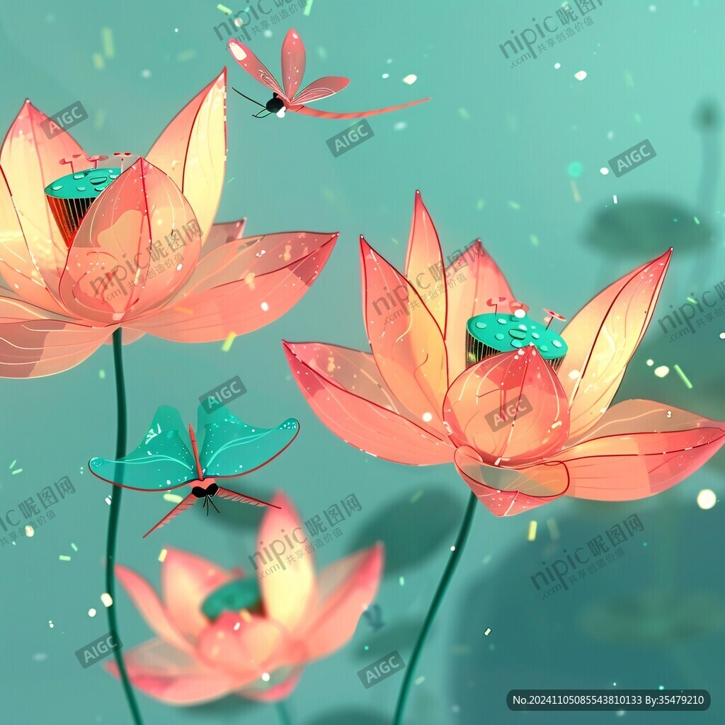 原創(chuàng)手繪國(guó)風(fēng)荷花插畫(huà)