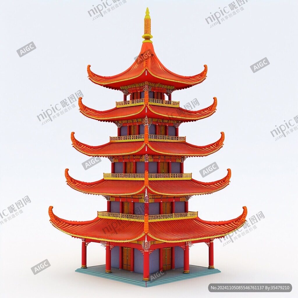 古建中式四角塔