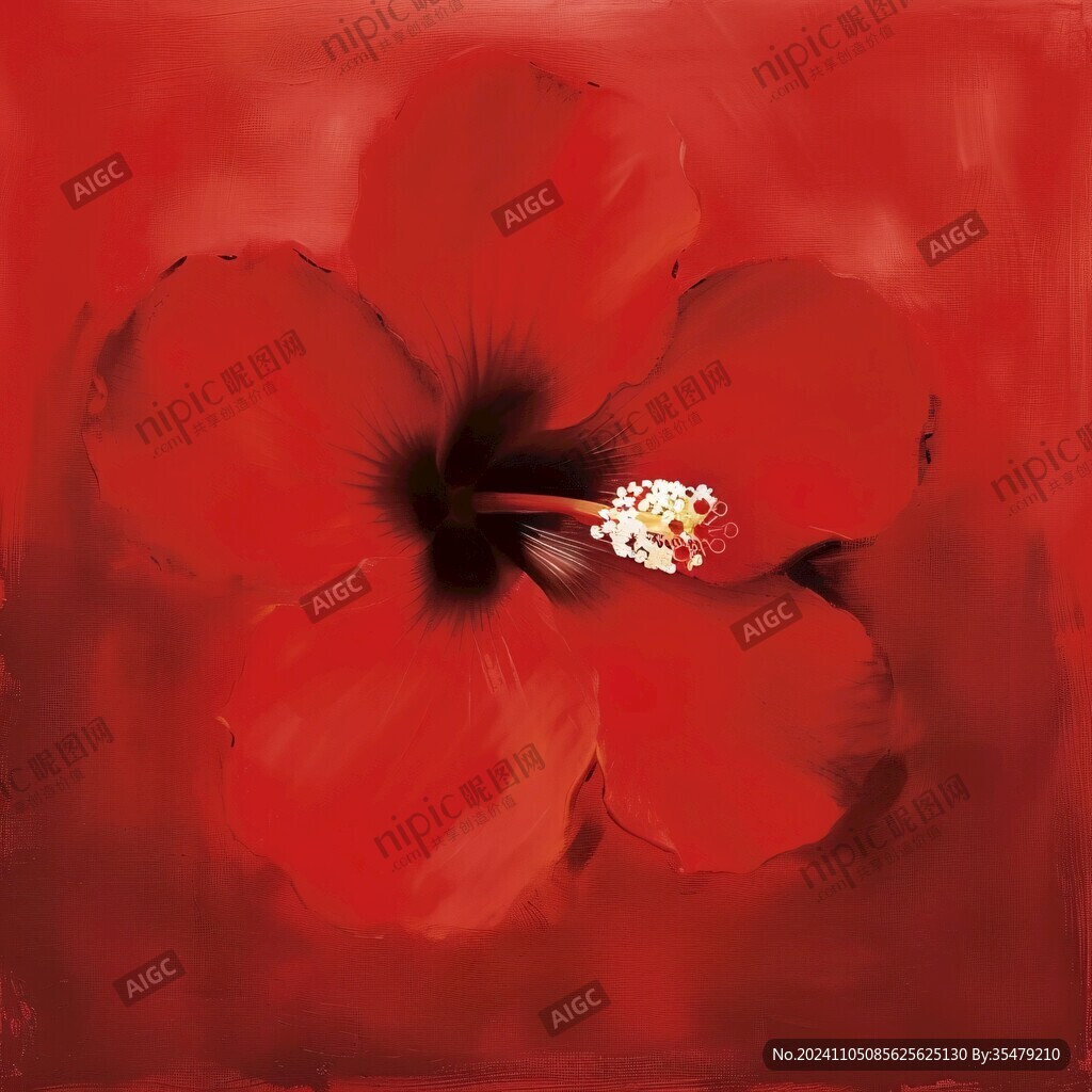 紅花油畫