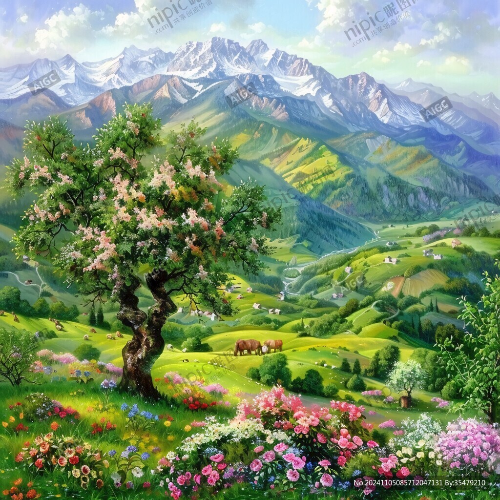 春天風景油畫